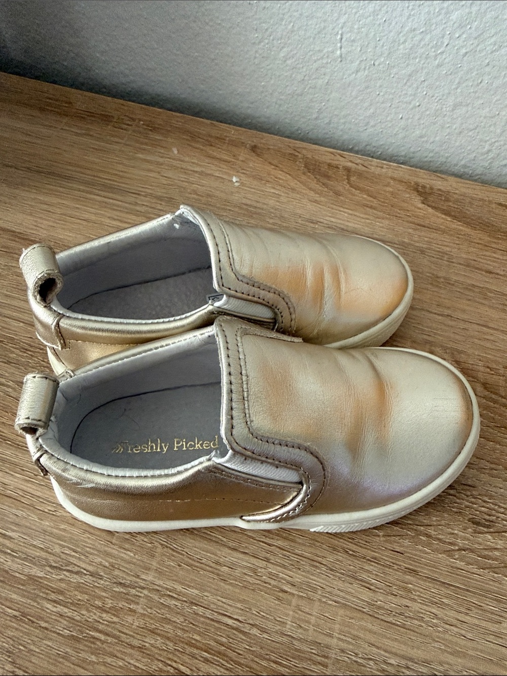 Freshly Picked Metallic Gold Kids Slip-On Sneakers